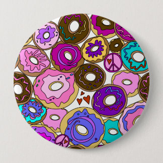 Peace Love and Donuts Button