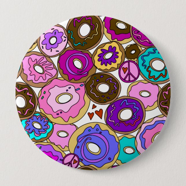 Peace Love and Donuts Button (Front)