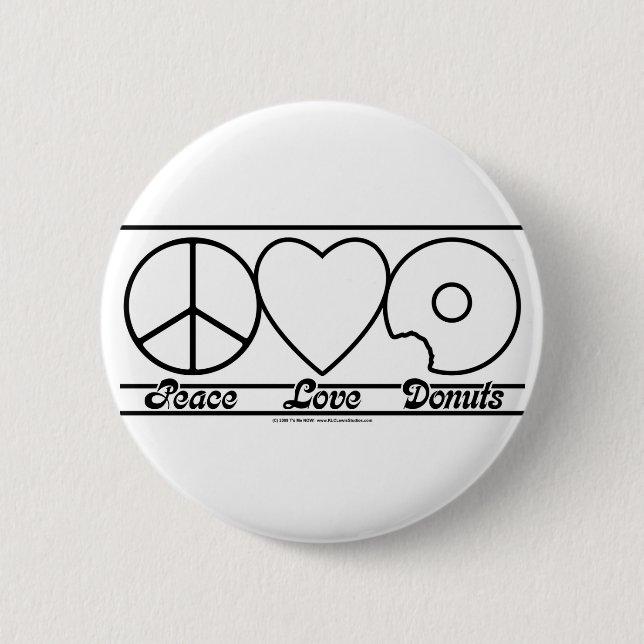 Peace Love and Donuts Pinback Button (Front)