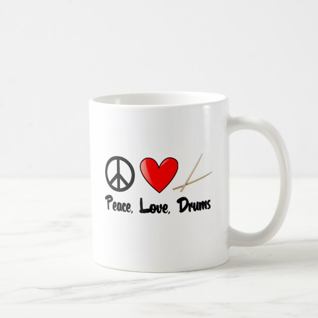 Peace, Love, and Drums Coffee Mug (Right)