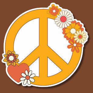 Peace, Love and Flower Waterproof Sticker