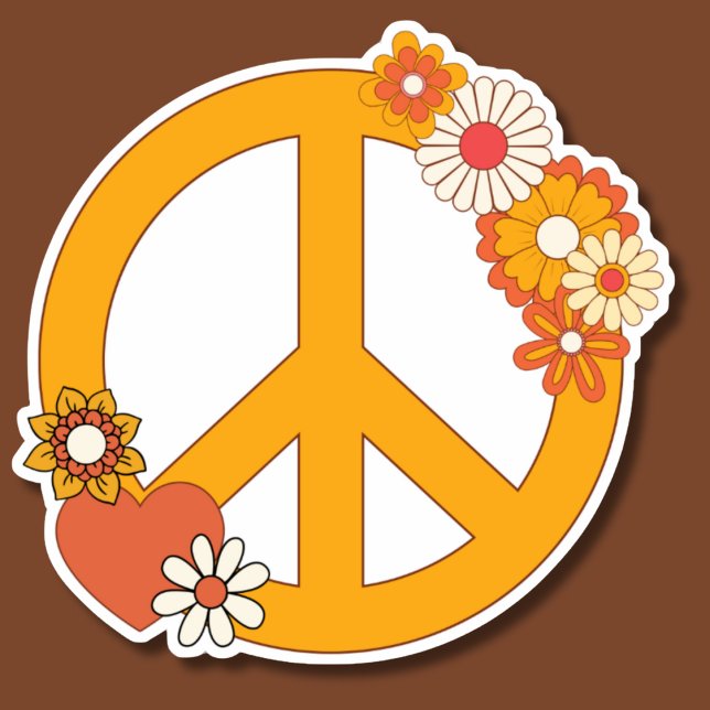 Peace, Love and Flower Waterproof  Sticker (Creator Uploaded)