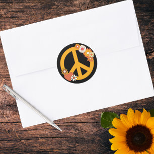 Peace, Love and Flowers  Classic Round Sticker