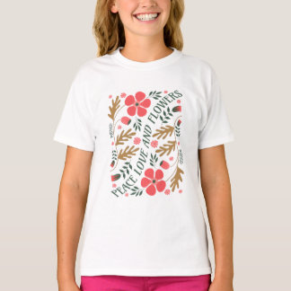 Peace, Love and Flowers – Floral Tee