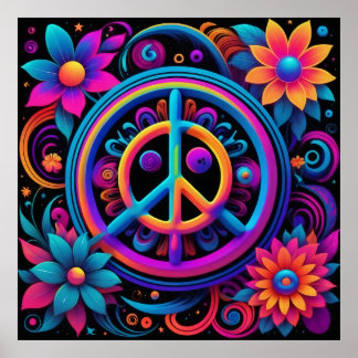 Peace, Love, and Flowers Poster