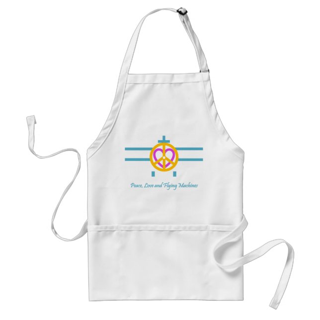Peace,  Love and Flying Machines Adult Apron (Front)