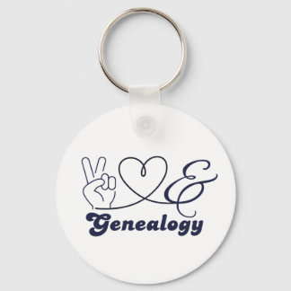 Peace Love and Genealogy Keychain