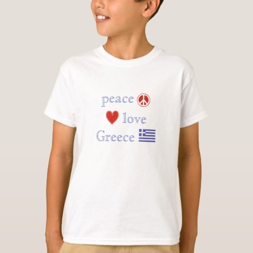 Peace Love and Greece Childrens T_Shirt