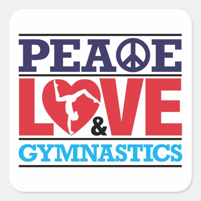 Peace, Love and Gymnastics Sticker (Front)