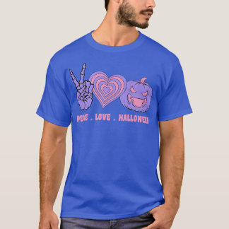 Peace Love And Halloween Peace Hand Heart Pumpkin T-Shirt