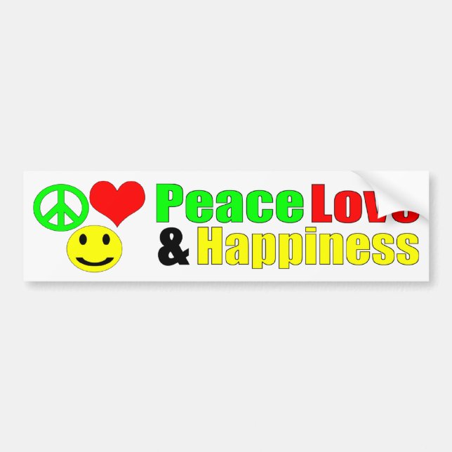 peace love and happiness bumpersticker bumper sticker (Front)
