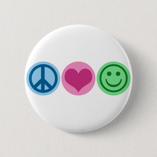 Peace Love and Happiness Button (Front)