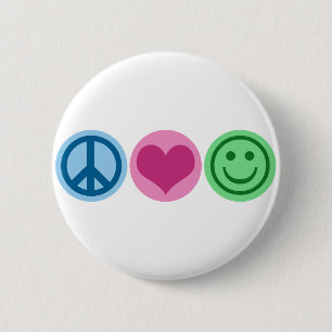 Peace Love and Happiness Button