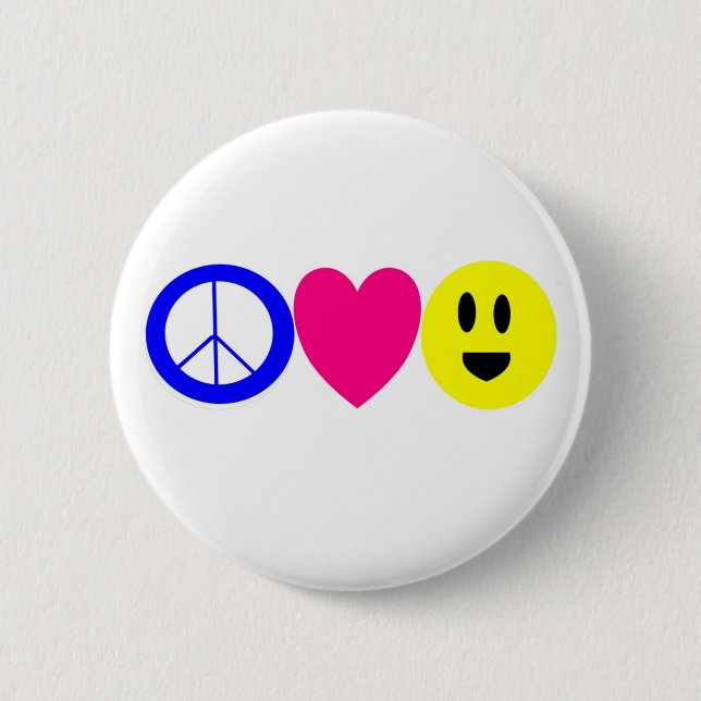Peace, Love, and Happiness Button (Front)