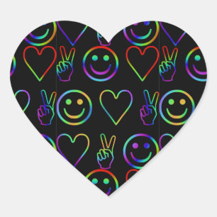 PEACE , LOVE AND HAPPINESS HEART STICKER