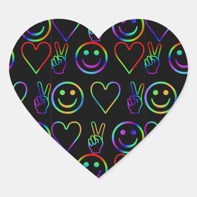 PEACE , LOVE  AND HAPPINESS HEART STICKER (Front)
