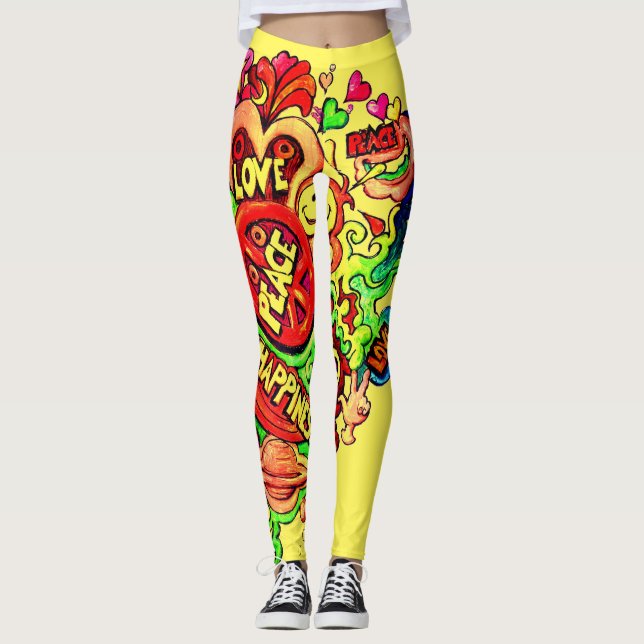 Peace, Love and Happiness. Leggings (Front)