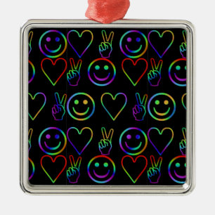 PEACE , LOVE  AND HAPPINESS METAL ORNAMENT