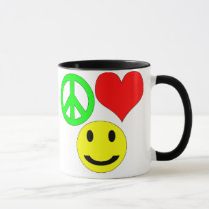 peace love and happiness mug