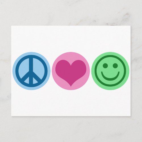 Peace Love and Happiness Postcard