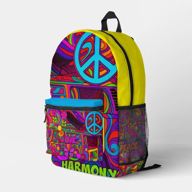 Peace, Love, and Harmony backpack (Back Corner Right)