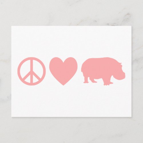 Peace Love and Hippos Postcard