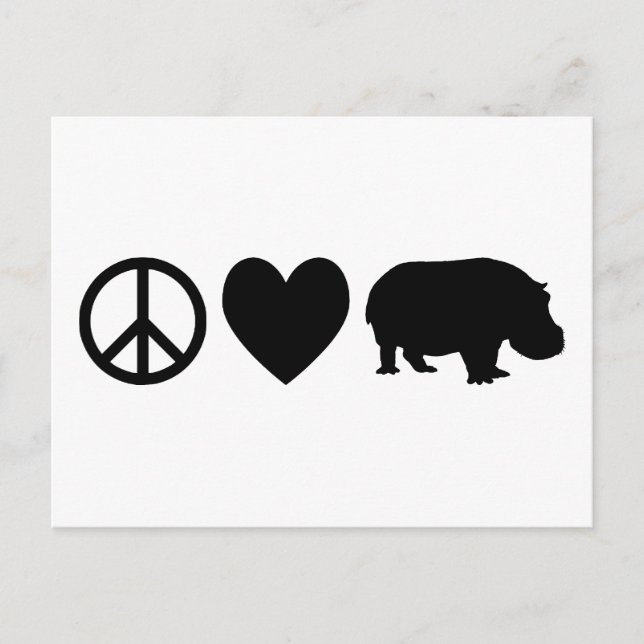 Peace Love and Hippos Postcard (Front)