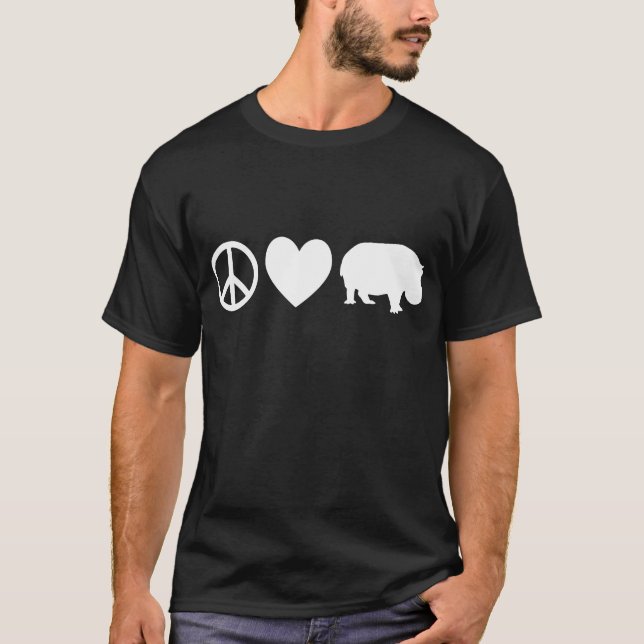Peace Love and Hippos T-Shirt (Front)