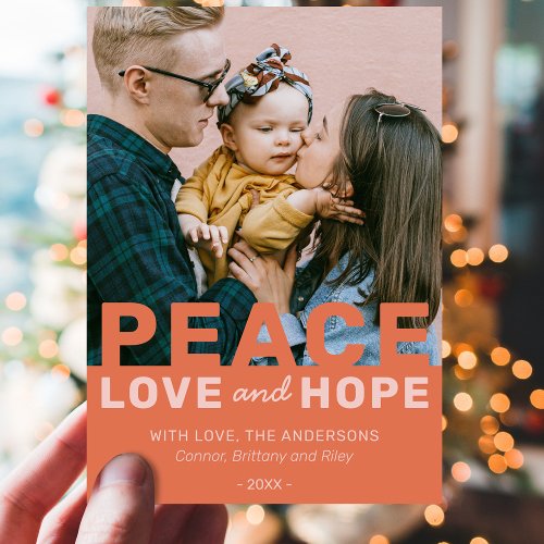 Peace Love and Hope Christmas Photo Holiday Card