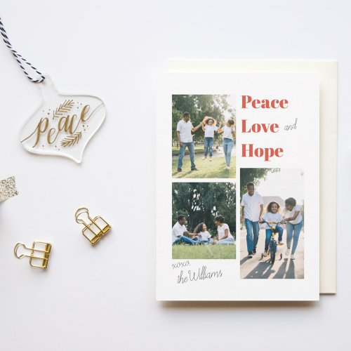 Peace Love And Hope Flat Holiday Card