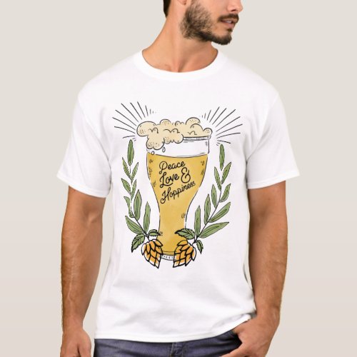 Peace Love and Hoppiness Brewery Love Craft Beer T_Shirt