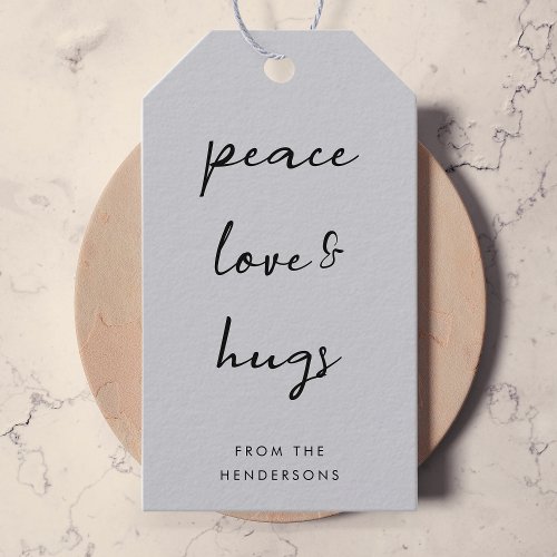 Peace Love and Hugs  Dove Gray Elegant Christmas Gift Tags