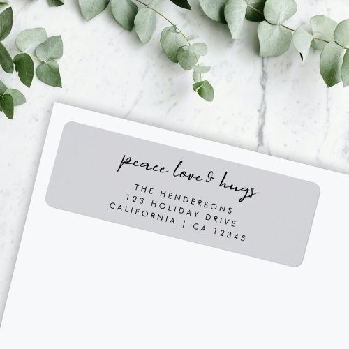 Peace Love and Hugs  Dove Gray Elegant Christmas Label