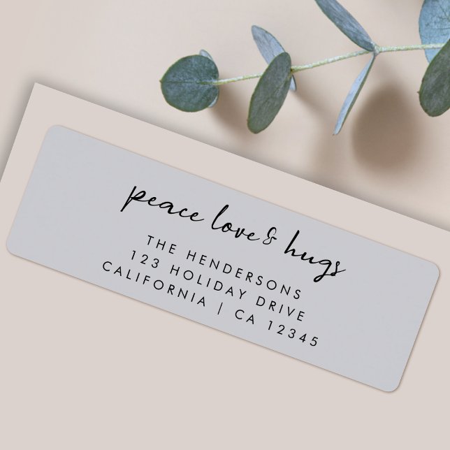 Peace Love and Hugs | Dove Gray Elegant Christmas Label (Creator Uploaded)
