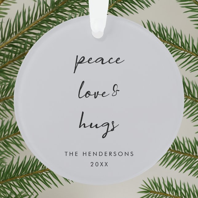Peace Love and Hugs | Dove Gray Elegant Christmas Ornament (Creator Uploaded)