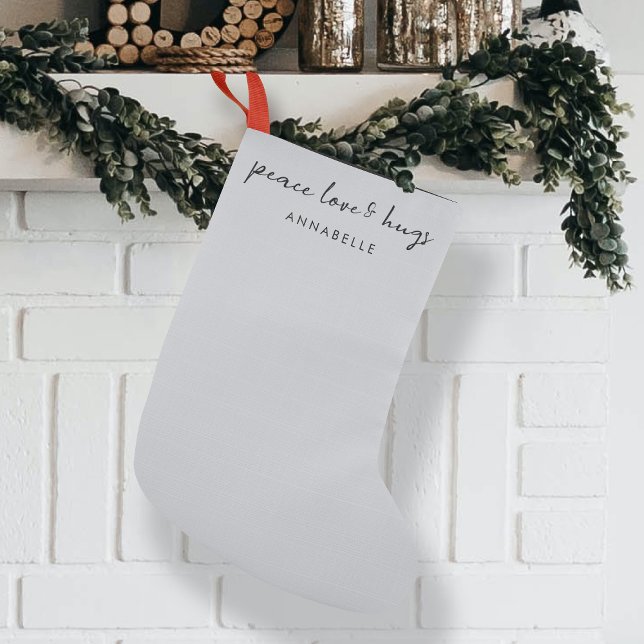 Peace Love and Hugs | Dove Gray Elegant Christmas Small Christmas Stocking (Creator Uploaded)
