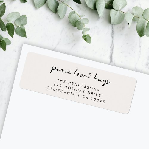 Peace Love and Hugs  Minimal Christmas Dove Gray Label
