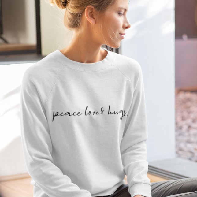 Peace Love and Hugs Minimal Simple White Christmas Sweatshirt (Creator Uploaded)