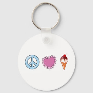 Peace Love and Ice Cream Keychain