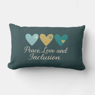 Peace, Love and Inclusion   Inclusive Holiday Lumbar Pillow