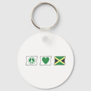 Peace Love and Jamaica Squares Keychain
