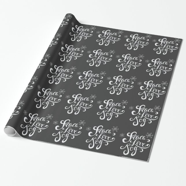 Peace, Love and Joy Chalkboard Holiday Wrap Paper (Unrolled)