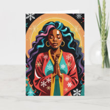 Peace, Love and Joy Christmas Black Woman Praying