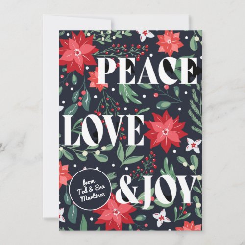 Peace Love and Joy Christmas Floral Holiday Card