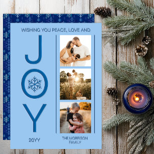 Peace Love and Joy Christmas Holiday Letterpress Photo Cards