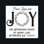 Peace Love and Joy Christmas Return Address Self-inking Stamp<br><div class="desc">Simple,  elegant and understated family "Peace,  Love and Joy" Christmas holiday wreath return address design.</div>
