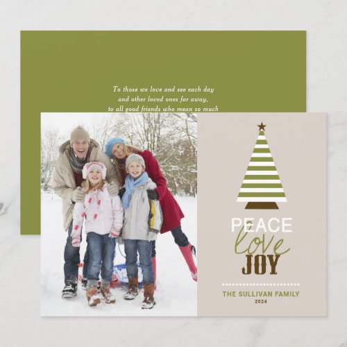 Peace Love and Joy Christmas Tree Photo Card