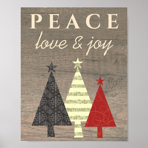 Peace Love and Joy Christmas Tree Poster