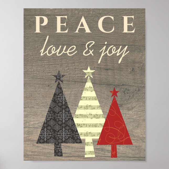 Peace Love and Joy Christmas Tree Poster (Front)
