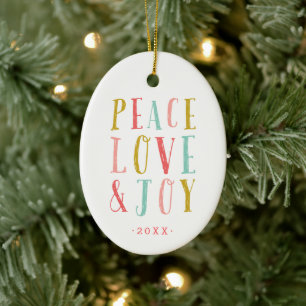 Peace Love and Joy Holiday Photo Ornament